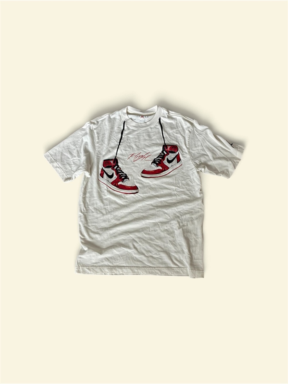 Jordan White Tee with Red and Black Sneaker Graphic - Men